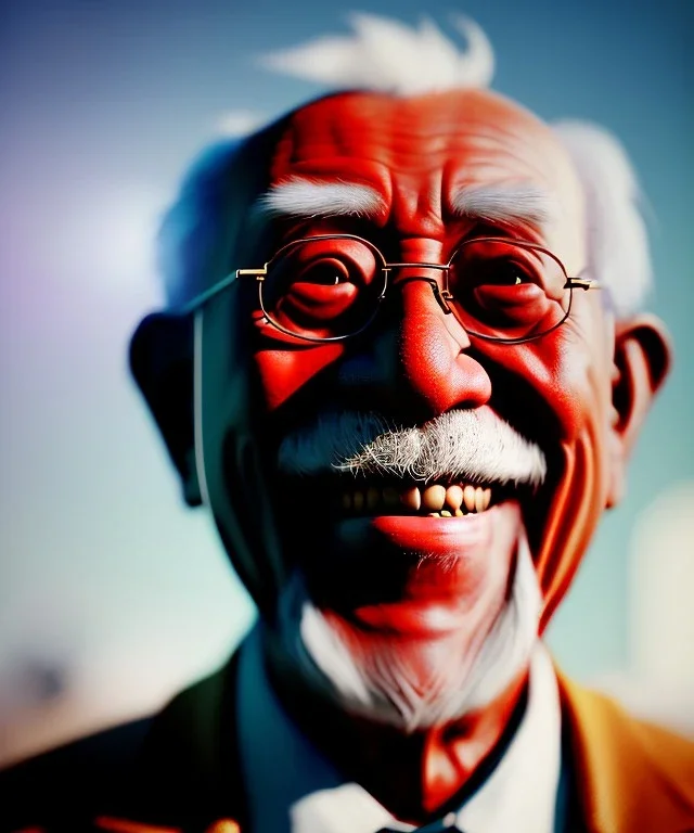 Ultra Realistic photo, medium shot view, drunken sweet happy old Asian man, carnival scene, monster hair, steampunk style. Red hair, confeti, smile, happy, festival, ovnis, gradient color fog. highly detailed, concept art, unreal engine 5, ray tracing, RTX, lumen lighting, ultra detail, volumetric lighting, 3d, finely drawn, high definition, high resolution.