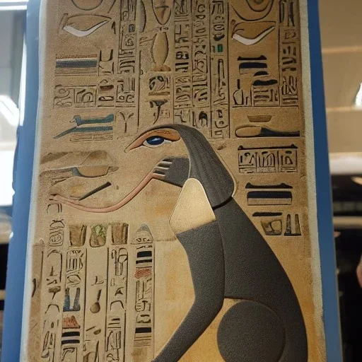 Ancient Egyptian cat overseeing humans at work.