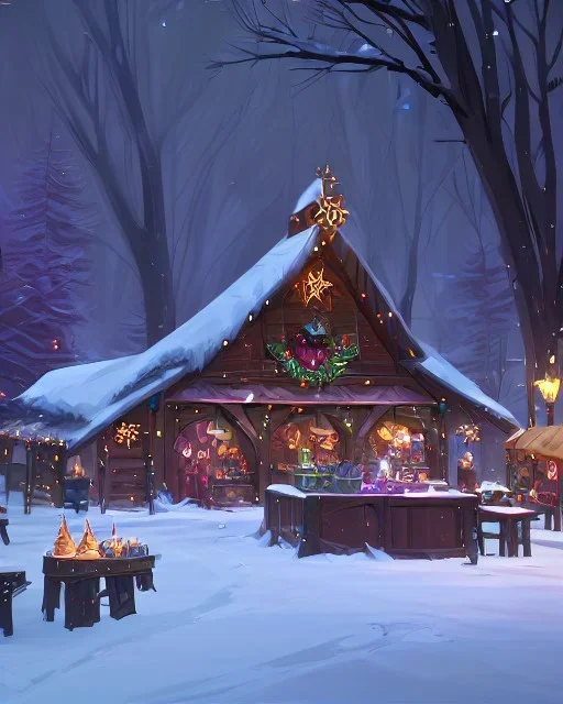 A magical snowy warlock Christmas market