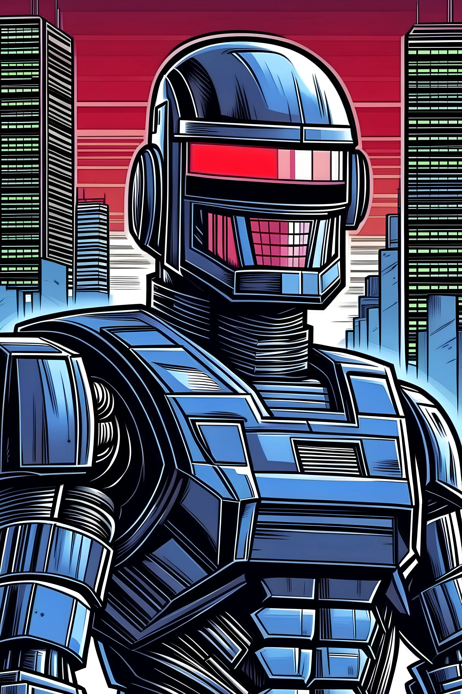 A 80s comic style avatar of Robocop