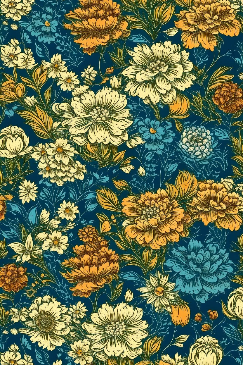 flowers floral pattern in the style of Henri Fantin-Latour -- tiled