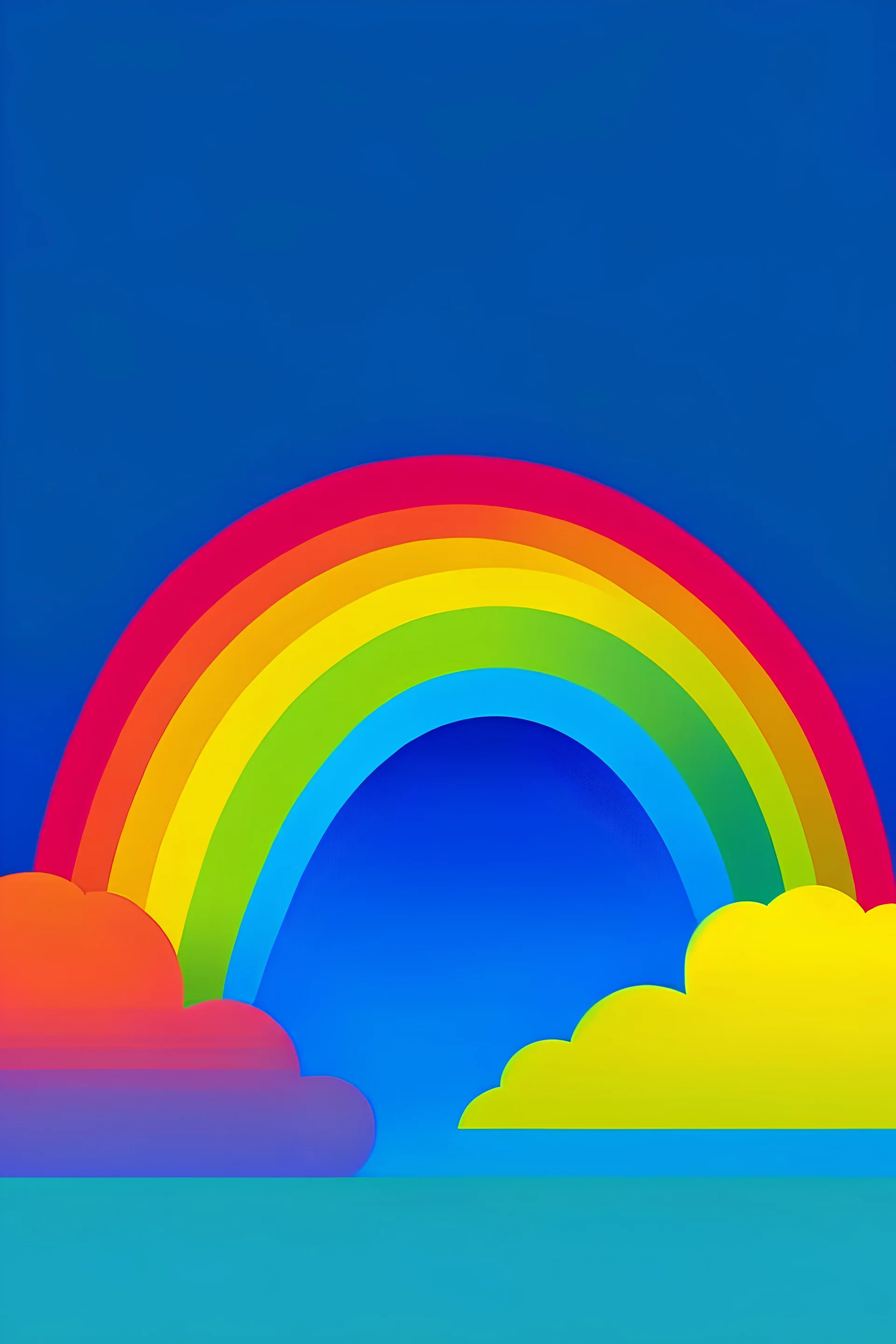 minimilist ,maximilist digital art image of rainbow and clouds