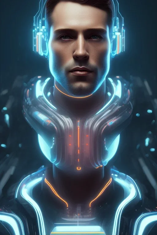 cyberpunk, head, men, portrai, tron