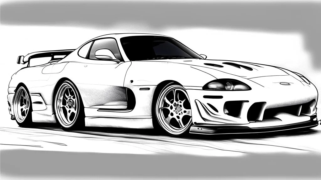 toyota supra drawing without color