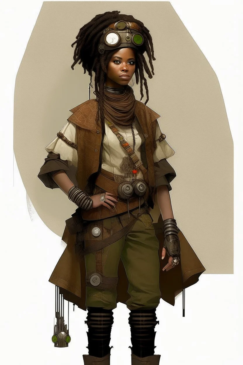 steampunk afro woman technology