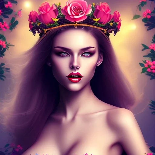 sexy women with flowers crown