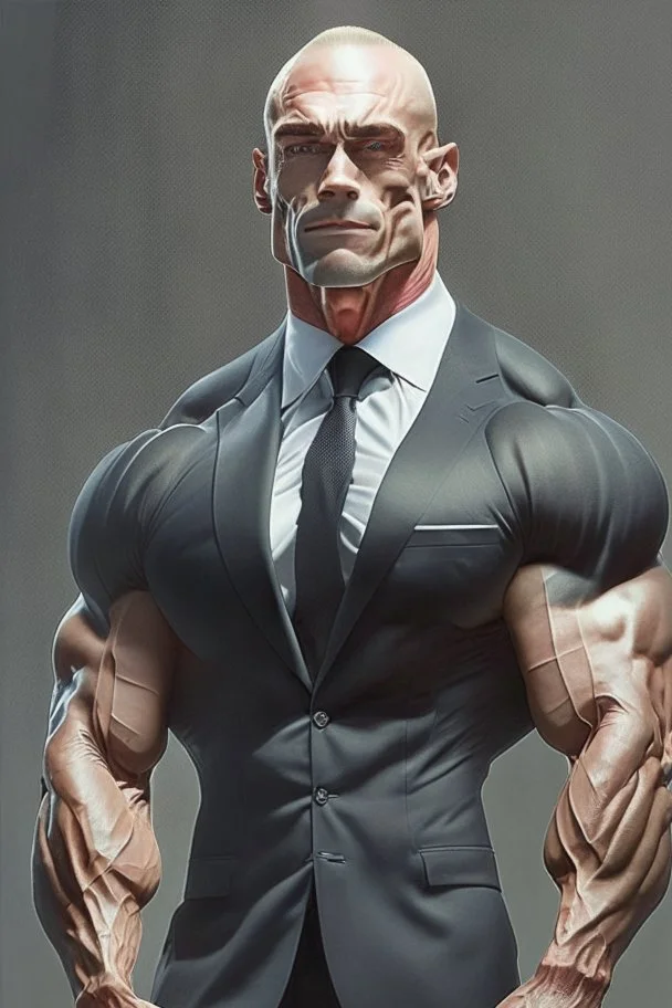 Bodybuilder Lee HaneyDelete the head. And wears a luxurious black suit