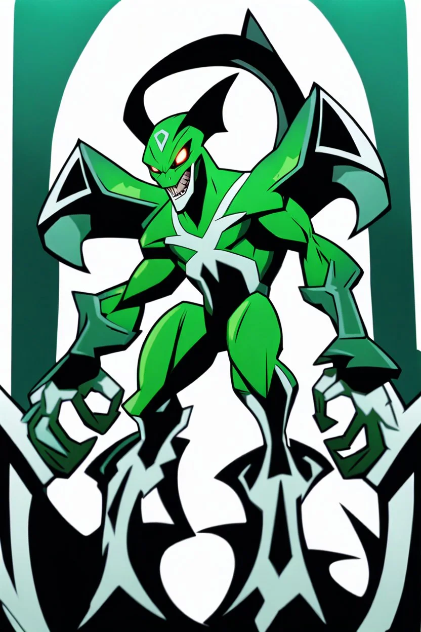 alien From Ben 10 cartoon. Strong, fit body. From his faction. Shark. Advanced jewels and metal. Dark magic. Power and luxury