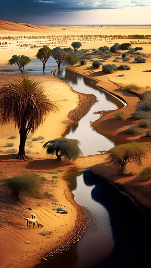 Africa, farming, river and desert