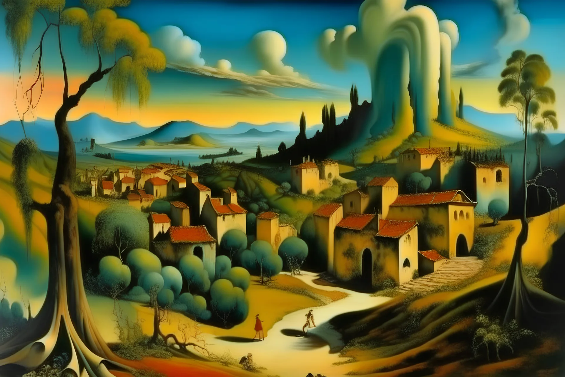 portrait of a dreamy village by salvado dali