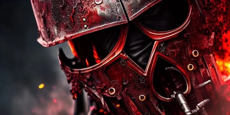 apocalypse, chaotic, magnificent, realistic, colorful, massive, epic, ray tracing, cinematic, 8k, HD, Ultra High Definition, photo film, film grain, hyper-detailed, whole body old tarnished ornate rusty Hyper detailed Blood soaked Knight