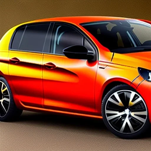 Peugeot 308, orange et noir,