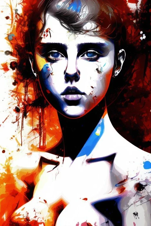 Danish singer MØ face, Abstract portrait by Yoji Shinkawa,