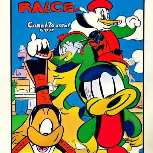 Wacky race cartoon by Carl Barks