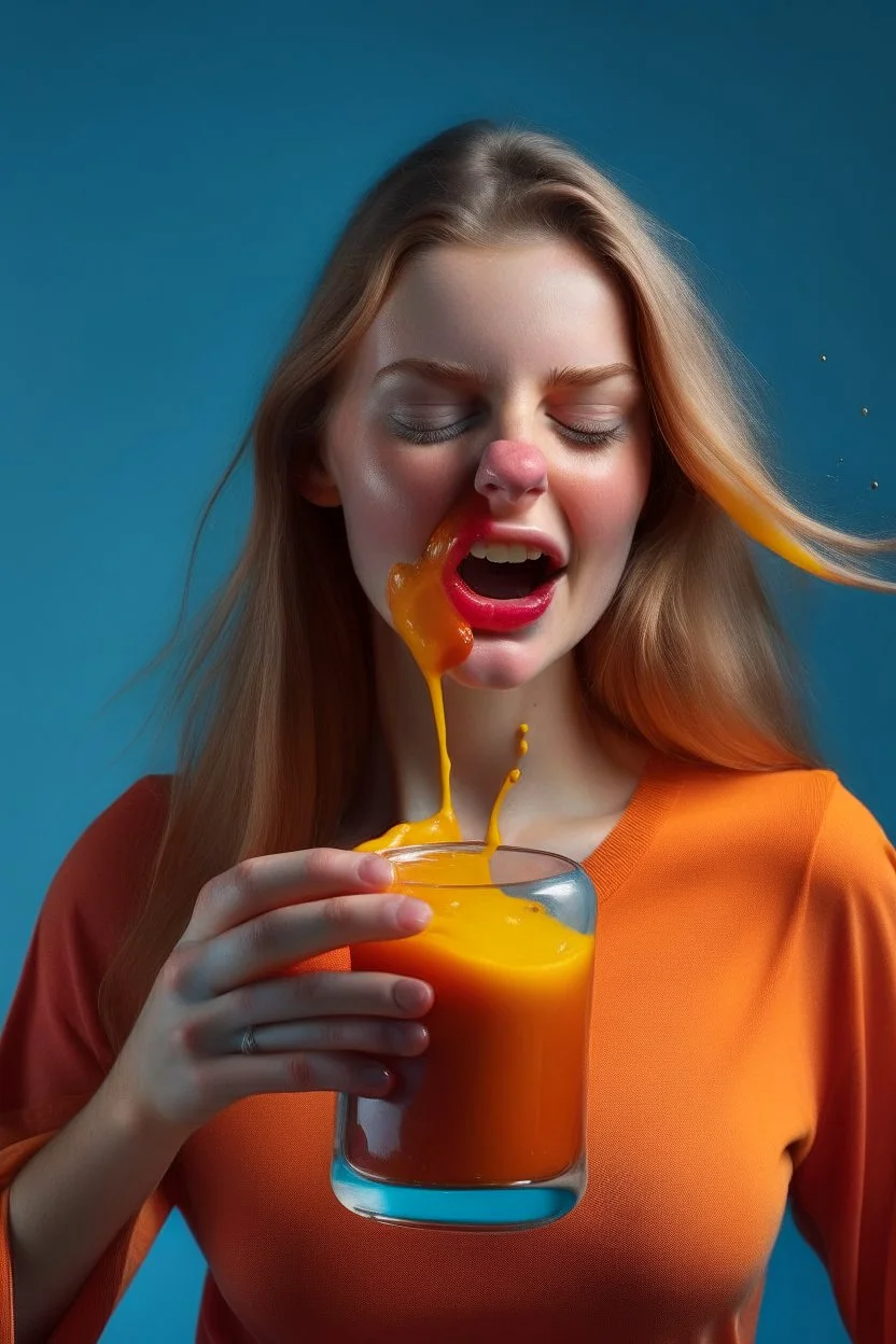 brand campaign for a new drink with orange and chili flavour with drunk person high resolution