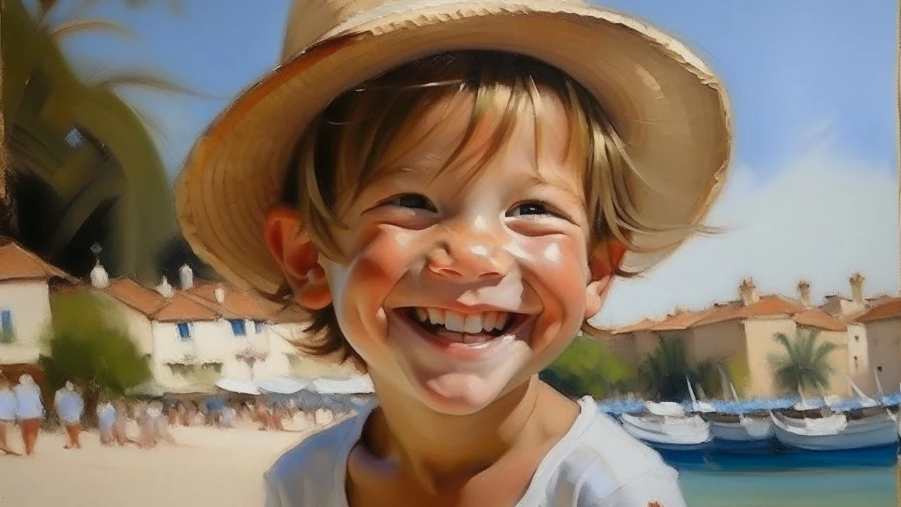 cote d'azur child smiling painting neoclassism 60