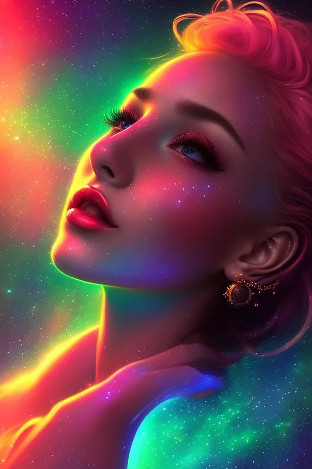 extremely beautiful art, cosmic, highly creative, rich colors, cinematic light, amazing details woman