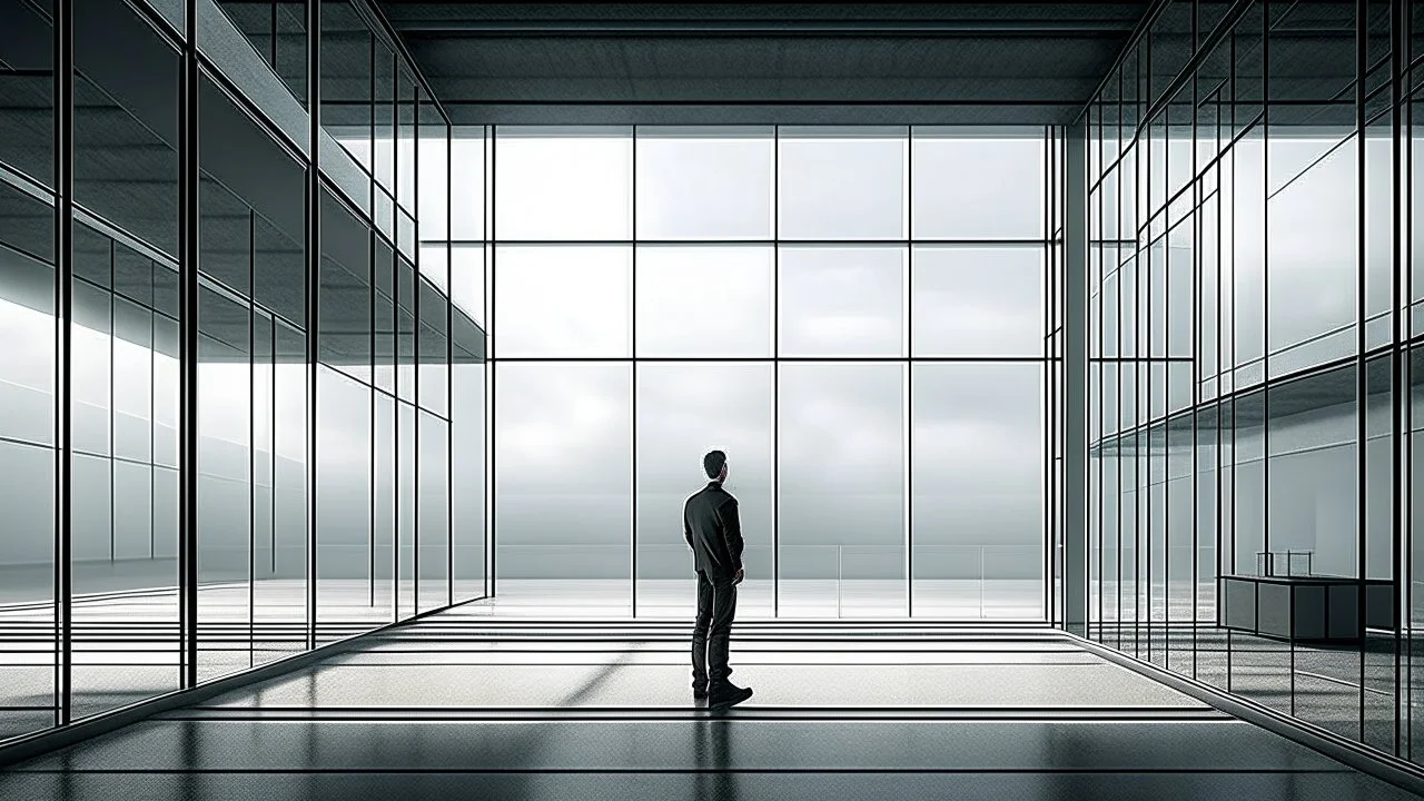 there is a man standing in a large building with a cell phone, architectural visualisation, inspired by Tadao Ando, digital rendering, conceptual rendering, render vray, photoralistic rendering, inspired by Peter Zumthor, architectural rendering, detail render, a digital rendering, in style of norman foster, orthographic 3d rendering, lumion rendering