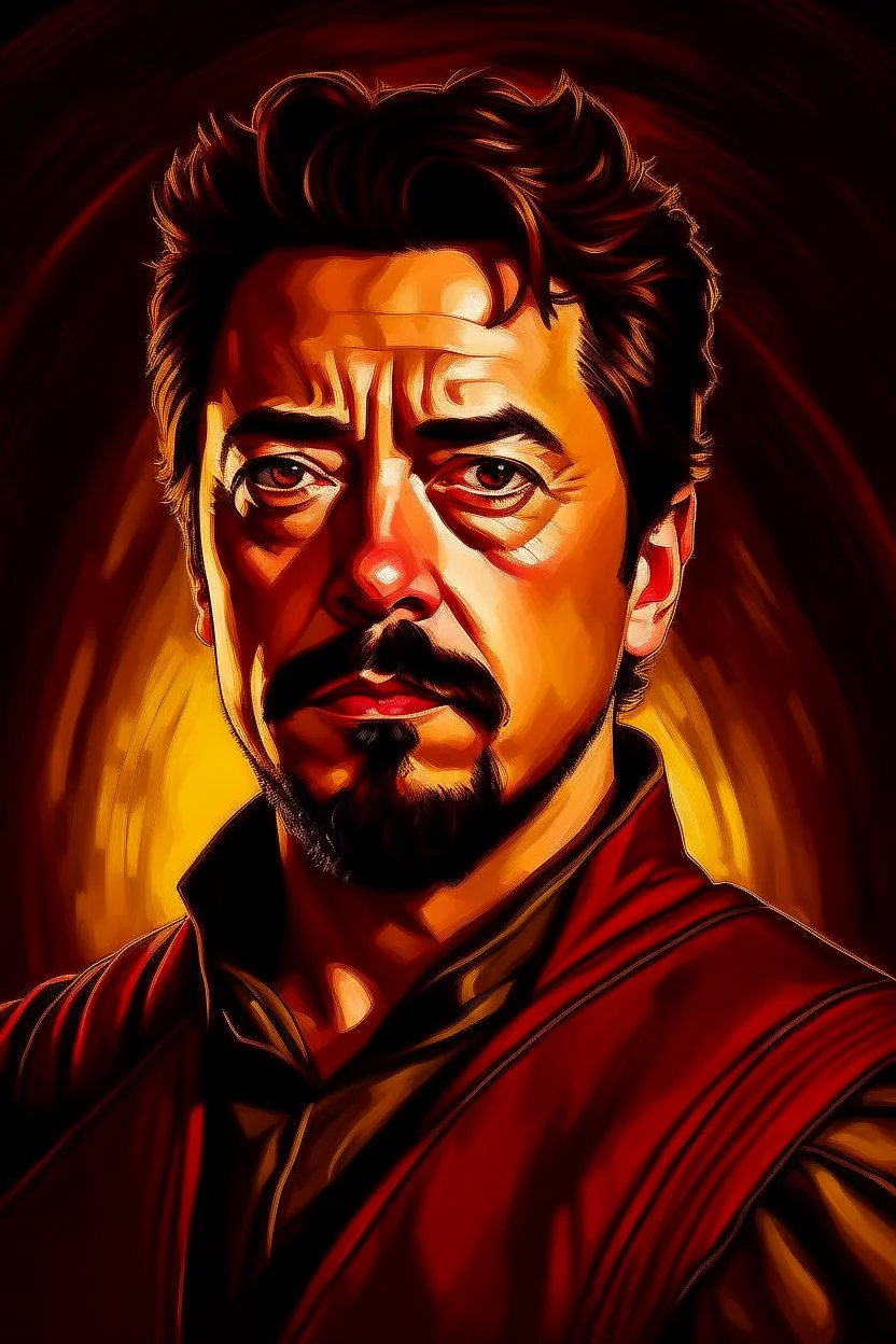 Portrait of Tony Stark, from Marvel comics, Caravaggio style