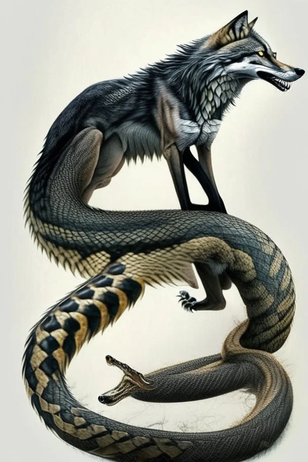 wolf with a snake instead of tail