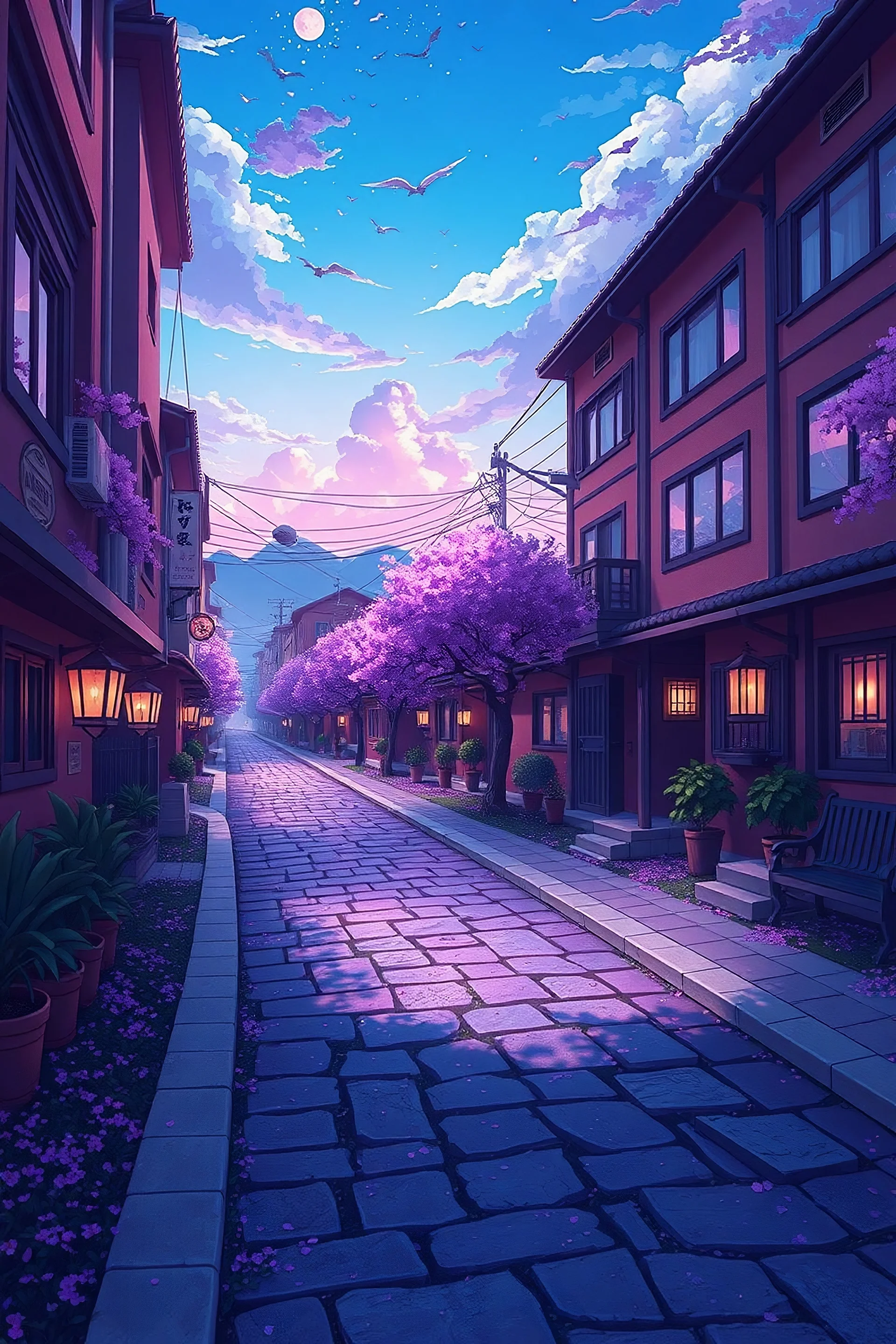 purple aesthetic scenery anime