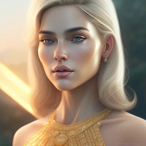 portrait of leonidas as a blonde yoga woman,4k, Highly Detailed, perfect eyes, Digital Illustration, Cinematic Lighting, Realistic, Sharp Focus, Centered, Beautifully Lit, Bioluminescent by Stanley Artgerm Lau