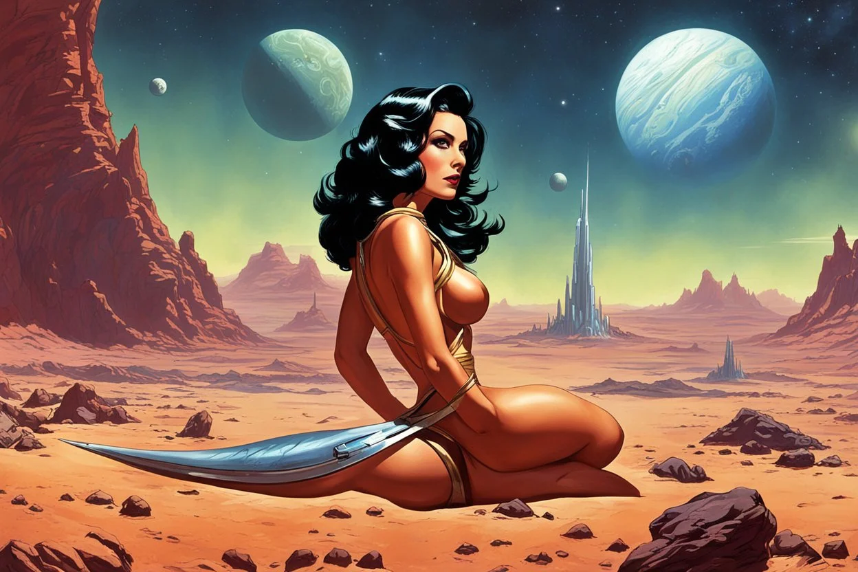 Sci-fi pin-up girl on an alien planet, John Carter of Mars