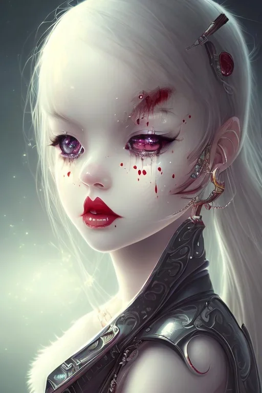 girl cute cry blood piercing