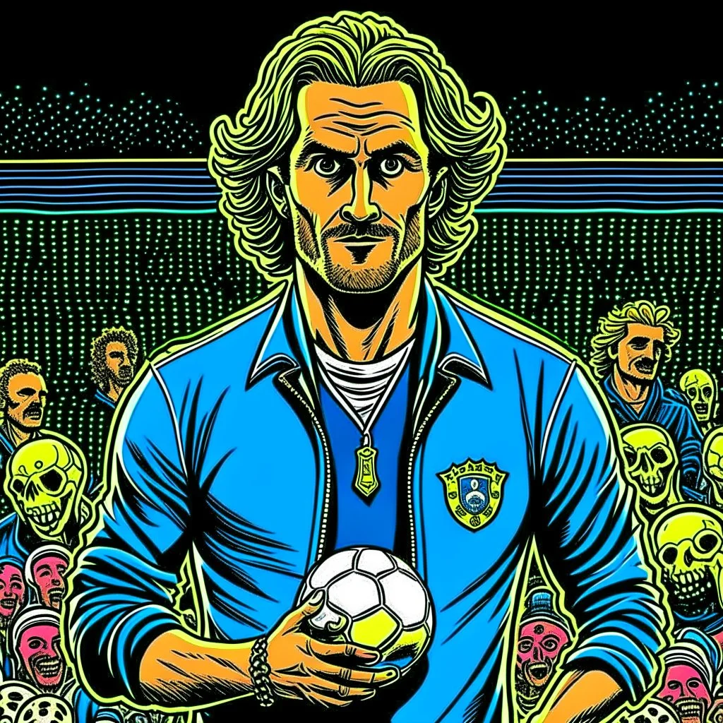 Diego Forlan Football soccer player posing. Dark detective comic.