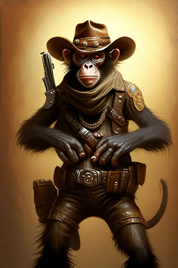 bounty hunter monkey cowboy with pistols