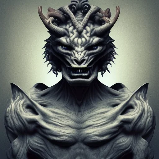 Demon holding two heads