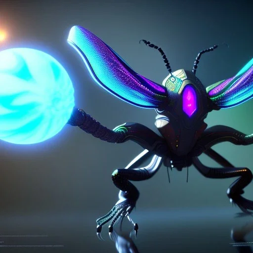 bioluminescent insect alien, 8k resolution, dynamic lighting, ultra hyperdetailed, Unreal Engine 5, ultra colourful, very small details, realistic