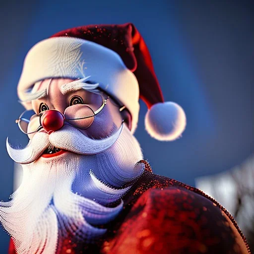 Santa Claus,winter atmosphere, white beard, red nose, frost, cold, ultra graphics,RTX, TXXA, SSAO, High quality,hyperrealistic, HDR,4k