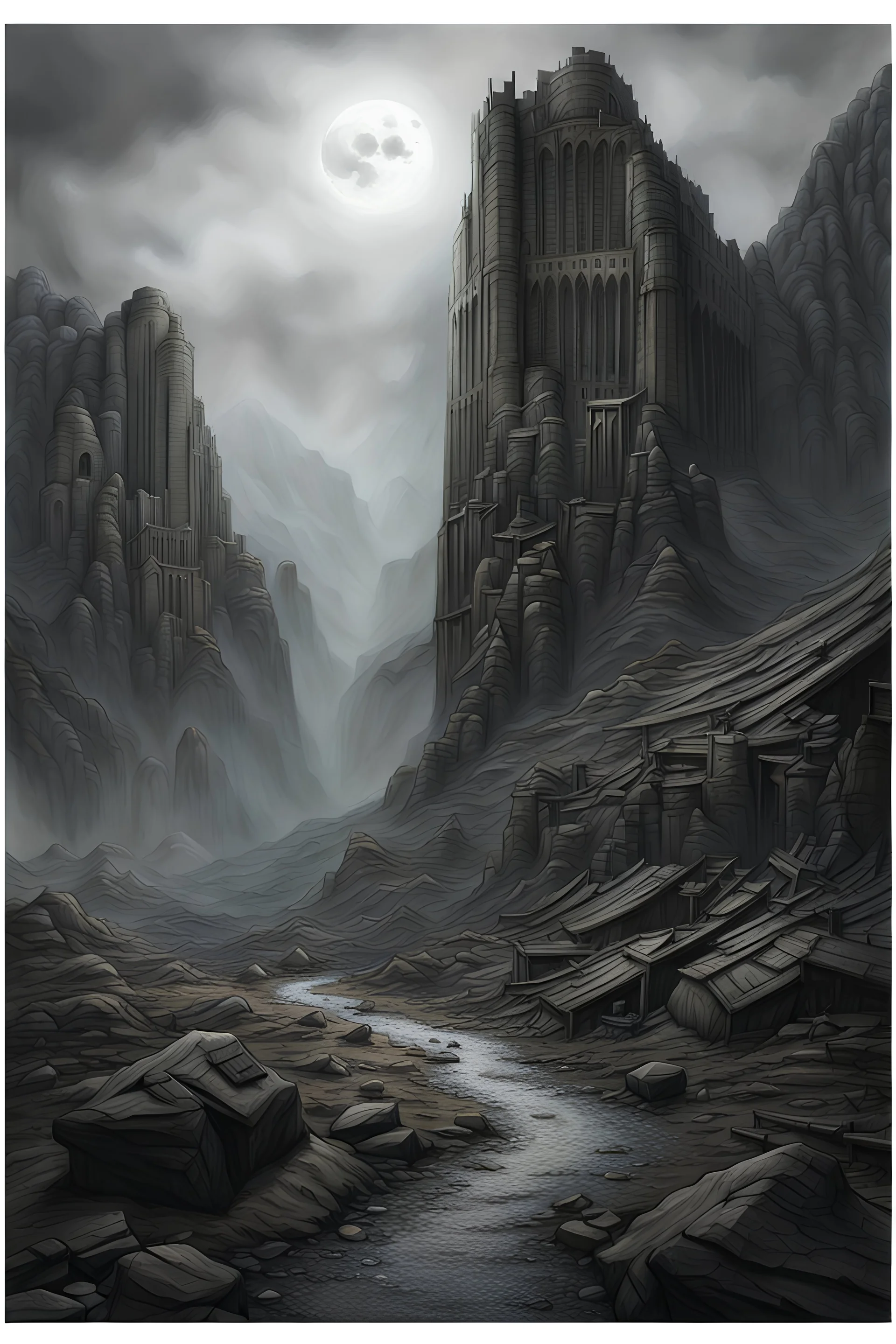 Barren realm of death, photorealistic