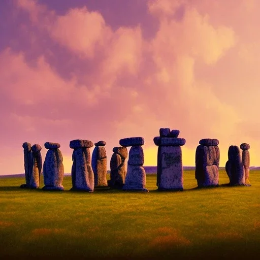 stonehenge and purple sky