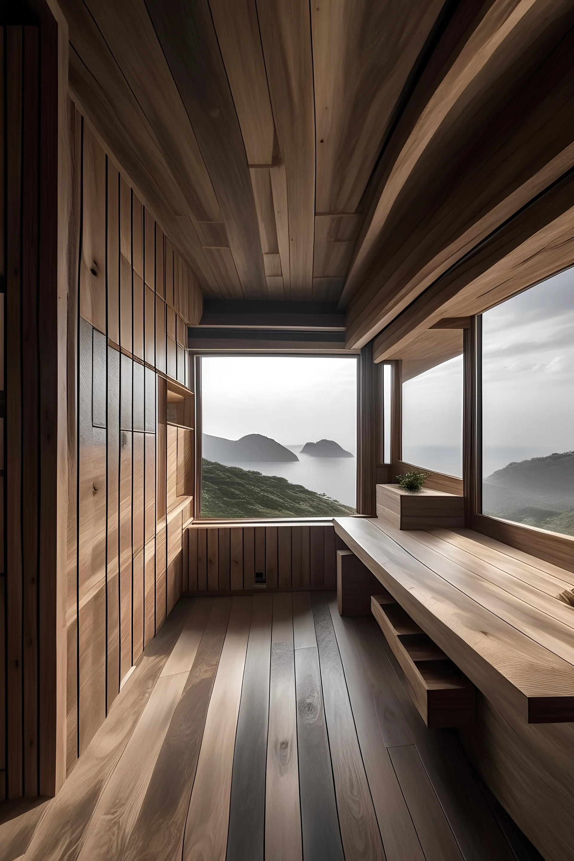 wooden room that is set on an earth promontory