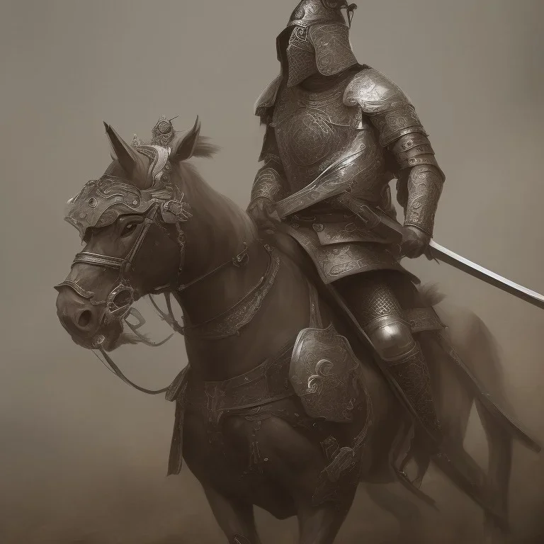 Medieval cavalry. Warriors. Leather armor. Black. Sharp details. Roar. Fast galloping.