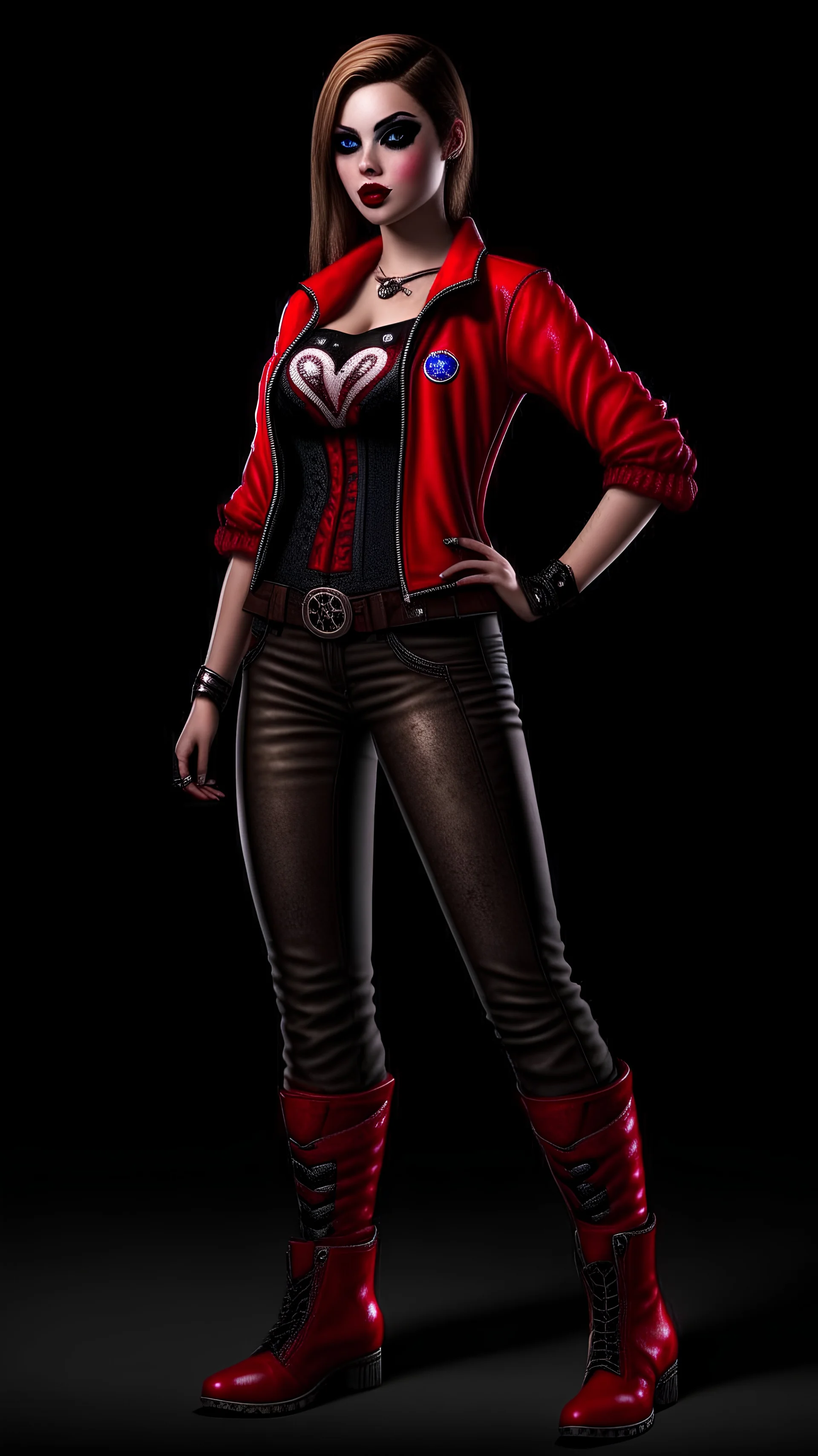 Full body shot. Not safe for work, full body potrait of a photorealistic Harley Quinn, ultra detailed shot, full body potrait