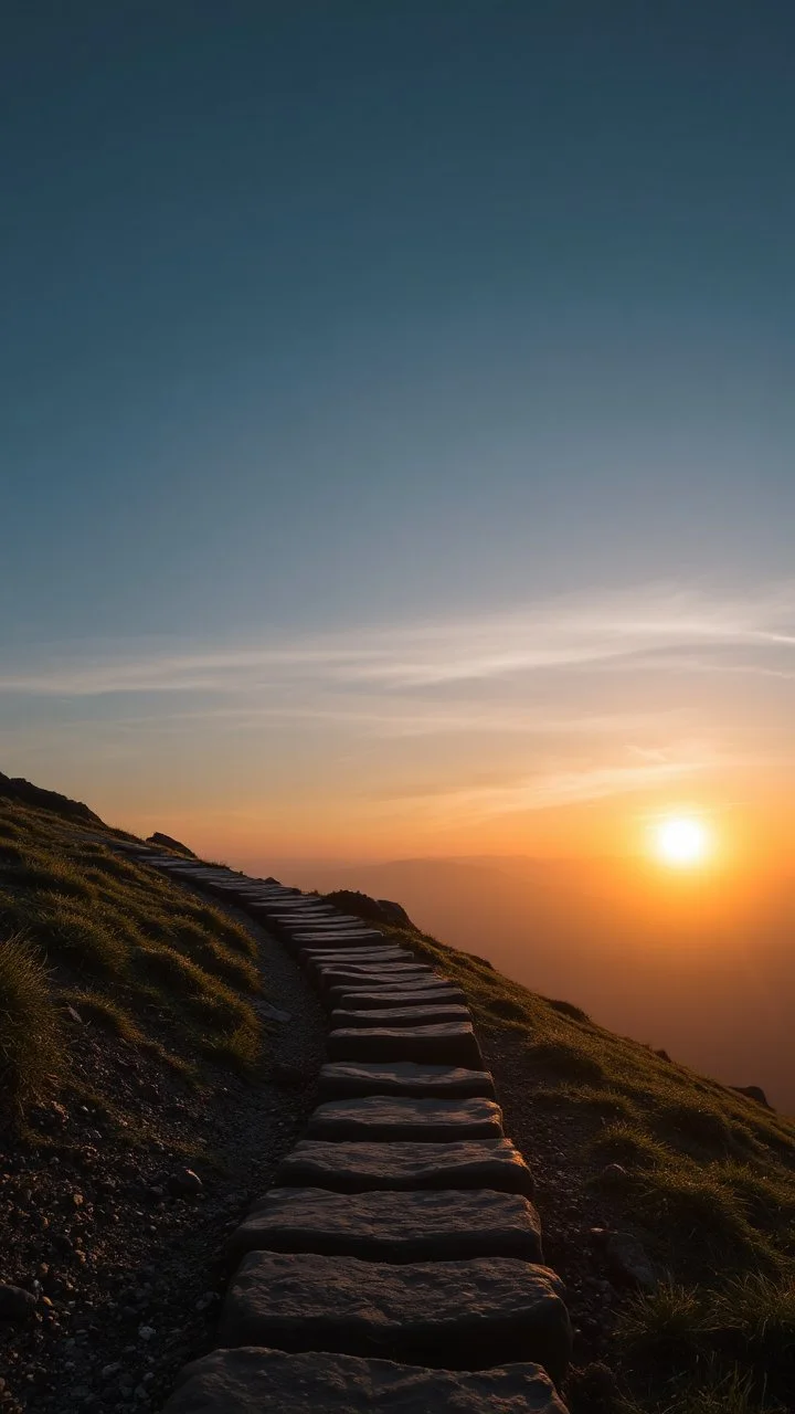 narrow black stone path above the ground