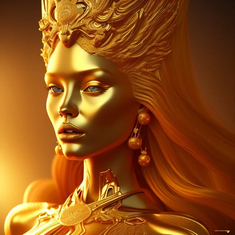 golden goddess, by Mahmoud Sai, Cartographic, Circuitry, Golden Hour, Closeup-View, 16k, Lumen Global Illumination, Diffraction Grading ,