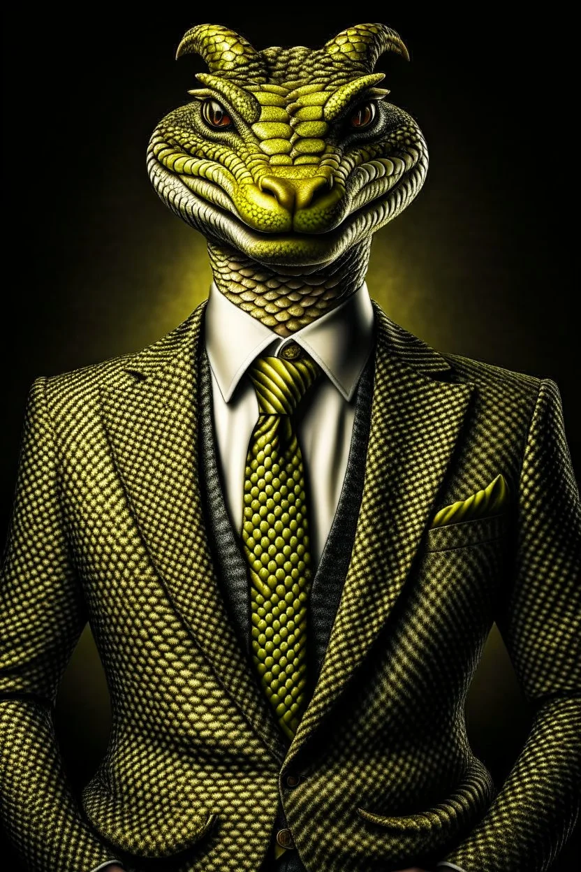 Mythical serpent dressed in a suit