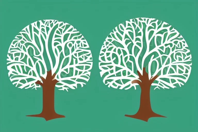 Vector tree illustration white background cut