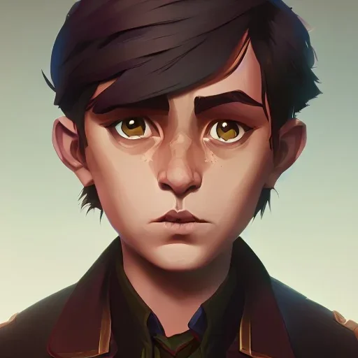 Portrait of a handsome brown haired little warlock kid by Nick Harris