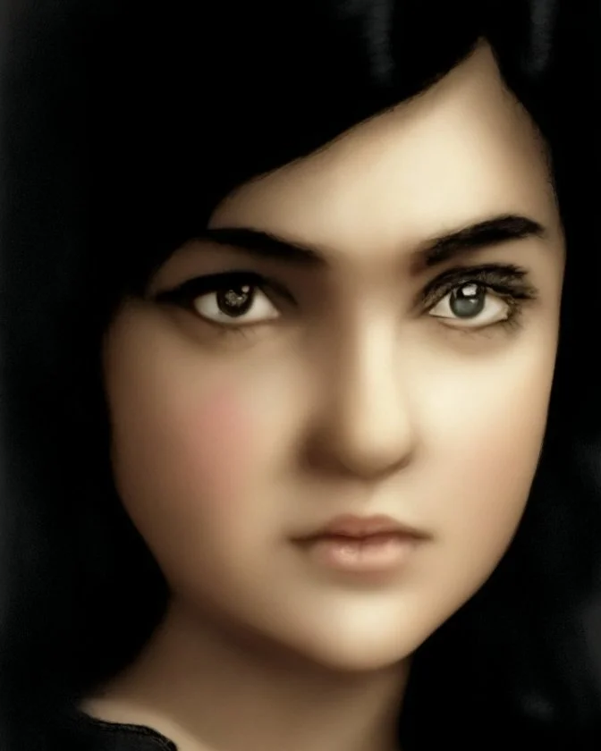 8k retrato realista arte digital ojos negros pelo negros