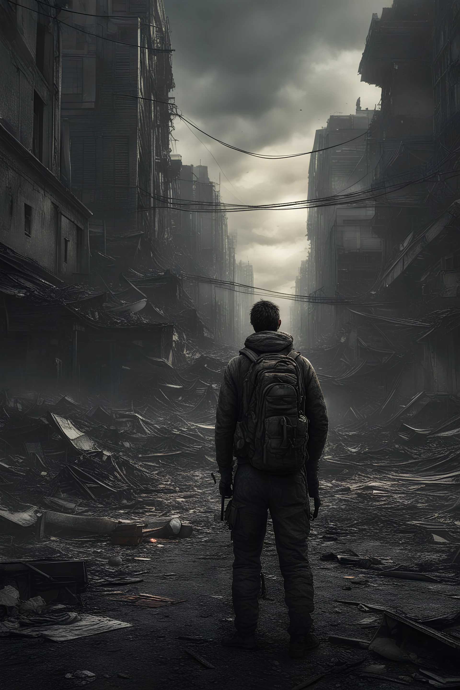 An extremely detailed and realistic selfie in an apocalyptic aftermath in a city after a full scale nuclear war in the year 2024 :: dark, horrifying, death, ultradetailed, photorealism, 8K, 3D, Octane Render, HDR