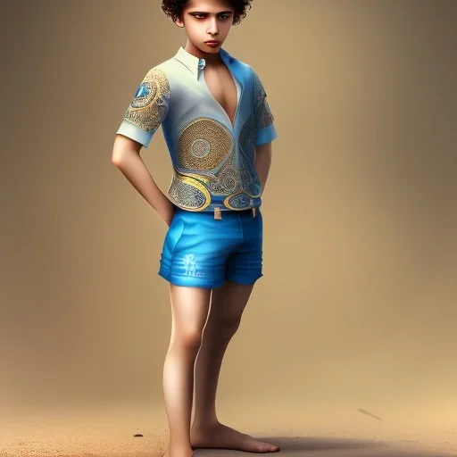 beautiful 12 year old arabic boy with curly hair and light blue eyes undressed