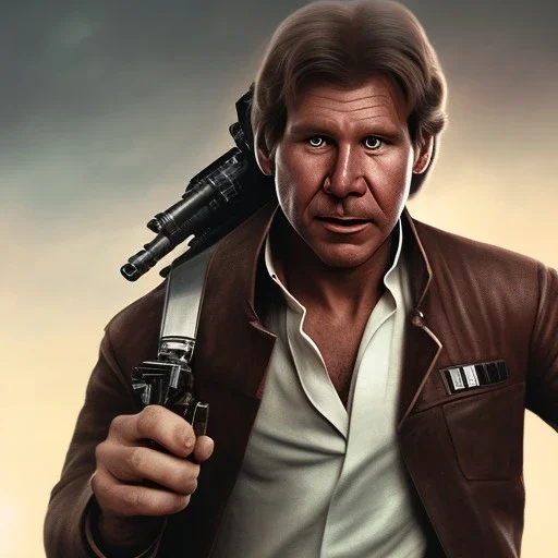 whitemarble harrison ford as han solo, full of details, hight definition, black backround, 8k