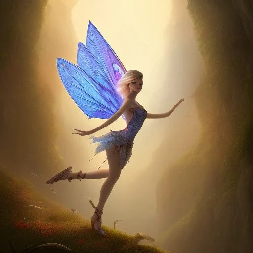 fairy with a aeroplane at the bottom of a canyon