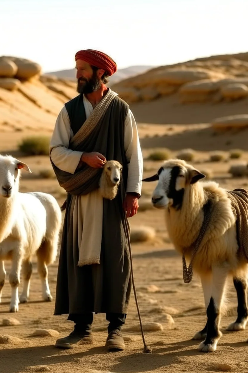 راعي ومعهو كلب وعنز في الصحراء