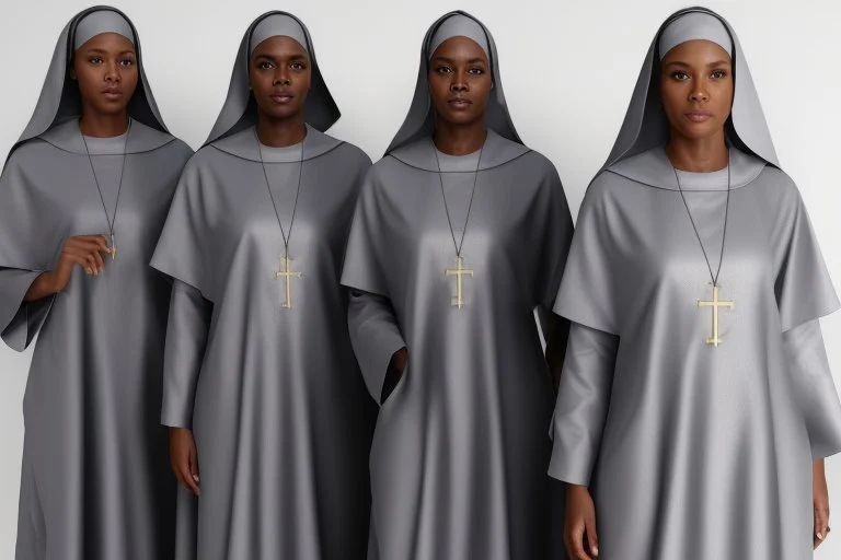 4 suore africane con tunica grigia figura intera